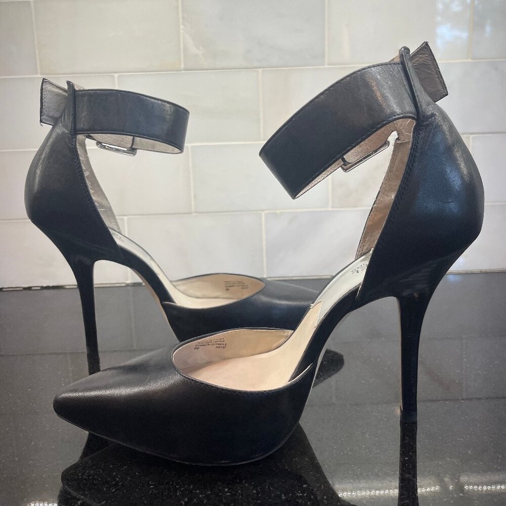 Michael Kors Black Pointed-Toe Ankle Strap Stiletto Heels